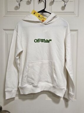 Off-White White Hoodie with Green Logo NWT
